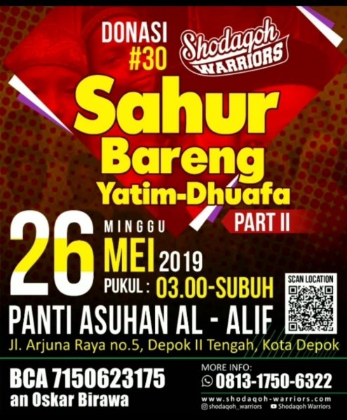 SAHUR BARENG DI PANTI ASUHAN AL-ALIF – 26 MEI 2019